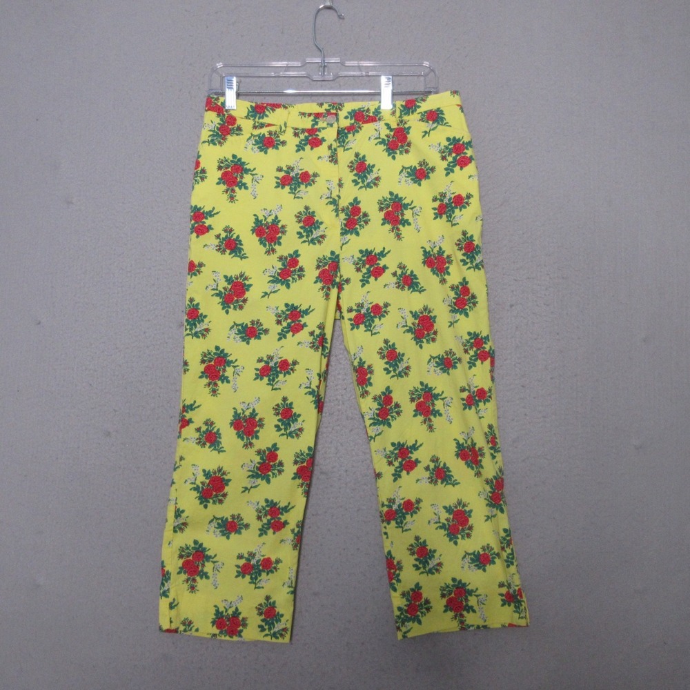 Vintage Lauren Ralph Lauren Pants 10 Yellow Roses Capri Cottage Core Boho 90s